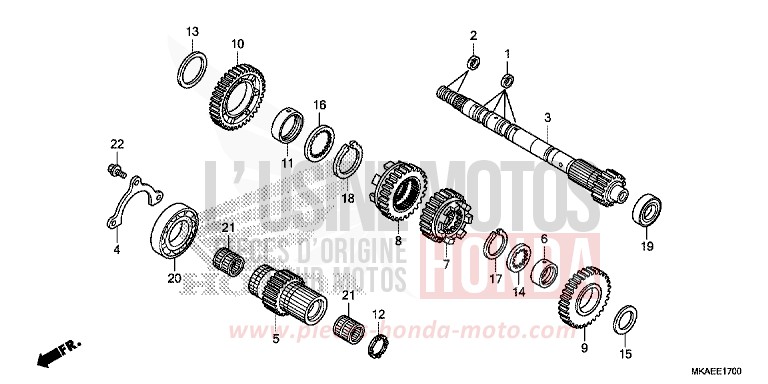 BOITE DE VITESSES (ARBRE SECONDAIRE) de Integra 750 PEARL GLARE WHITE (NHB53) de 2019